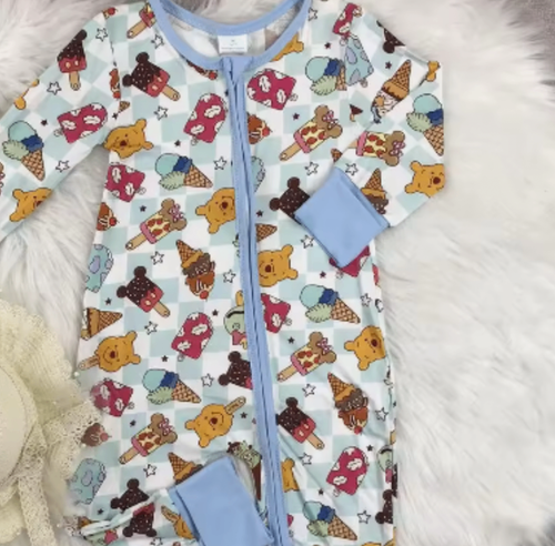 Ice Cream & Teddy Bamboo Romper