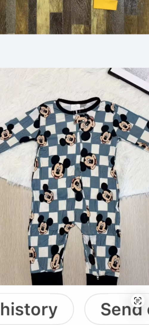 Mickey checkered bamboo romper